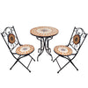 Ensemble table et chaises de jardin en  acier et céramique mosaïque