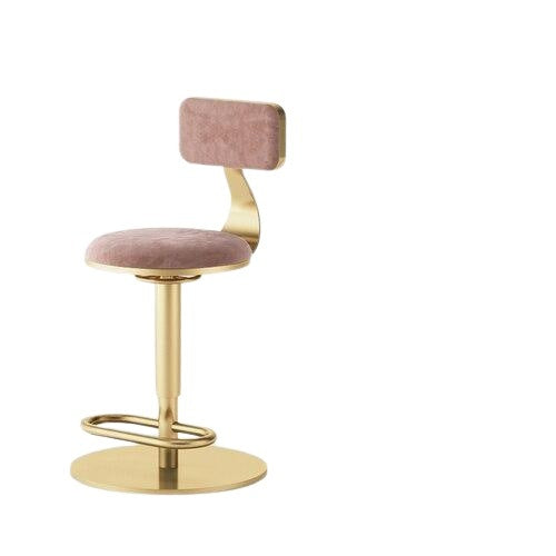 Tabouret de Bar en velours doré, chaise haute rotative à hauteur réglable