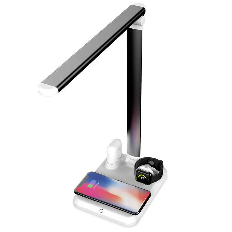 Unilux - Lampe de bureau pliable Linka - LED - USB + chargeur sans fil -  noir Pas Cher