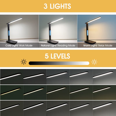 Lampe de Bureau LED 6 en 1, 5W Chargeur sans Fil Qi