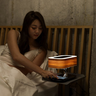 Lampe de chevet avec chargeur, avec chargeur sans fil et haut-parleur bluetooth