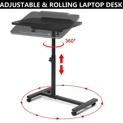 Table pour ordinateur portable hauteur réglable roulettes 55x32cm