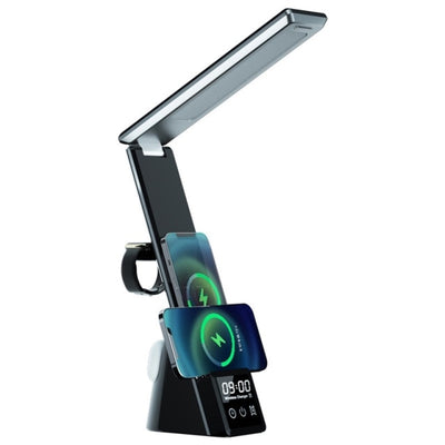 Lampe de bureau à LED de chargement sans fil QI 10W avec réveil iPhone 13 12 11 Pro Max, Apple Watch AirPods